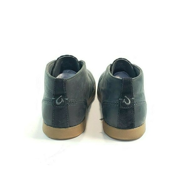 Olukai Kupono Chukka Ankle Boots Lace Up Blue Leat